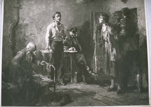 Julius Fučík: Last Meeting, from the triptych Julius Fučík, created with Aleksandr Dashkevich and Nikolai Brandt, Leningrad, 1952–54